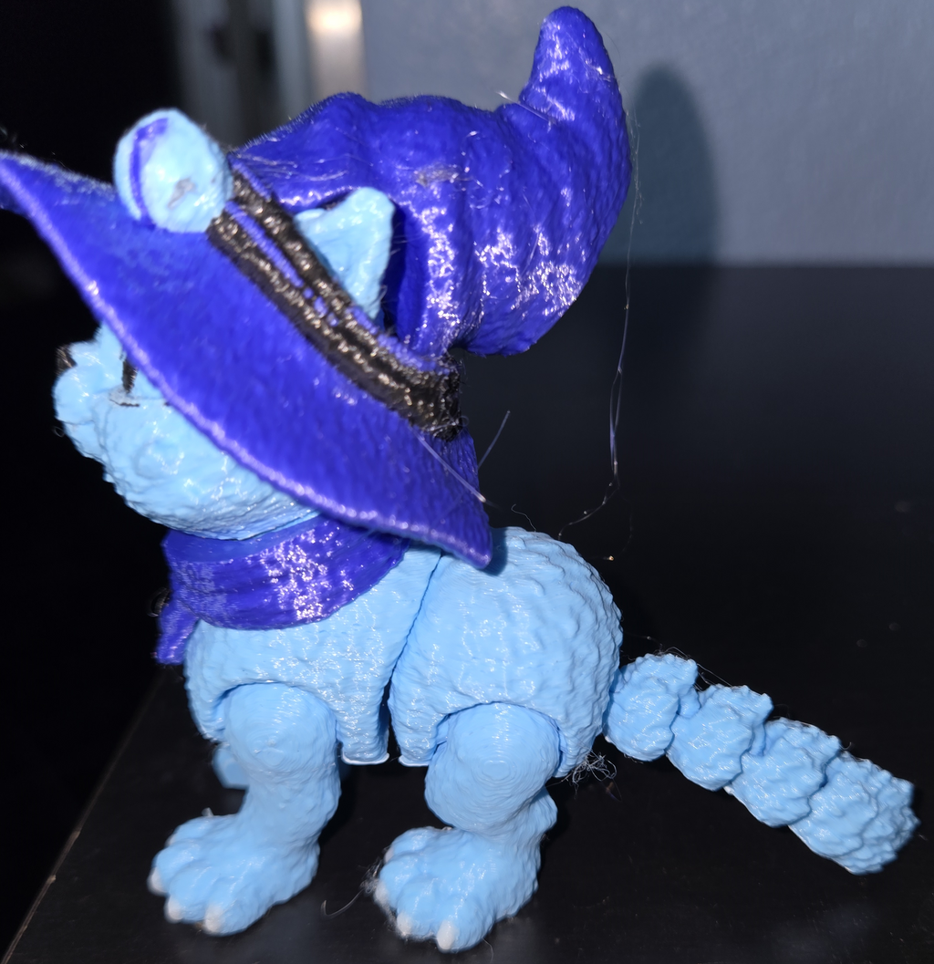 Articulated Cat Figurine | Witch Hat, Scarf, Halloween Decor, Fidget Toy