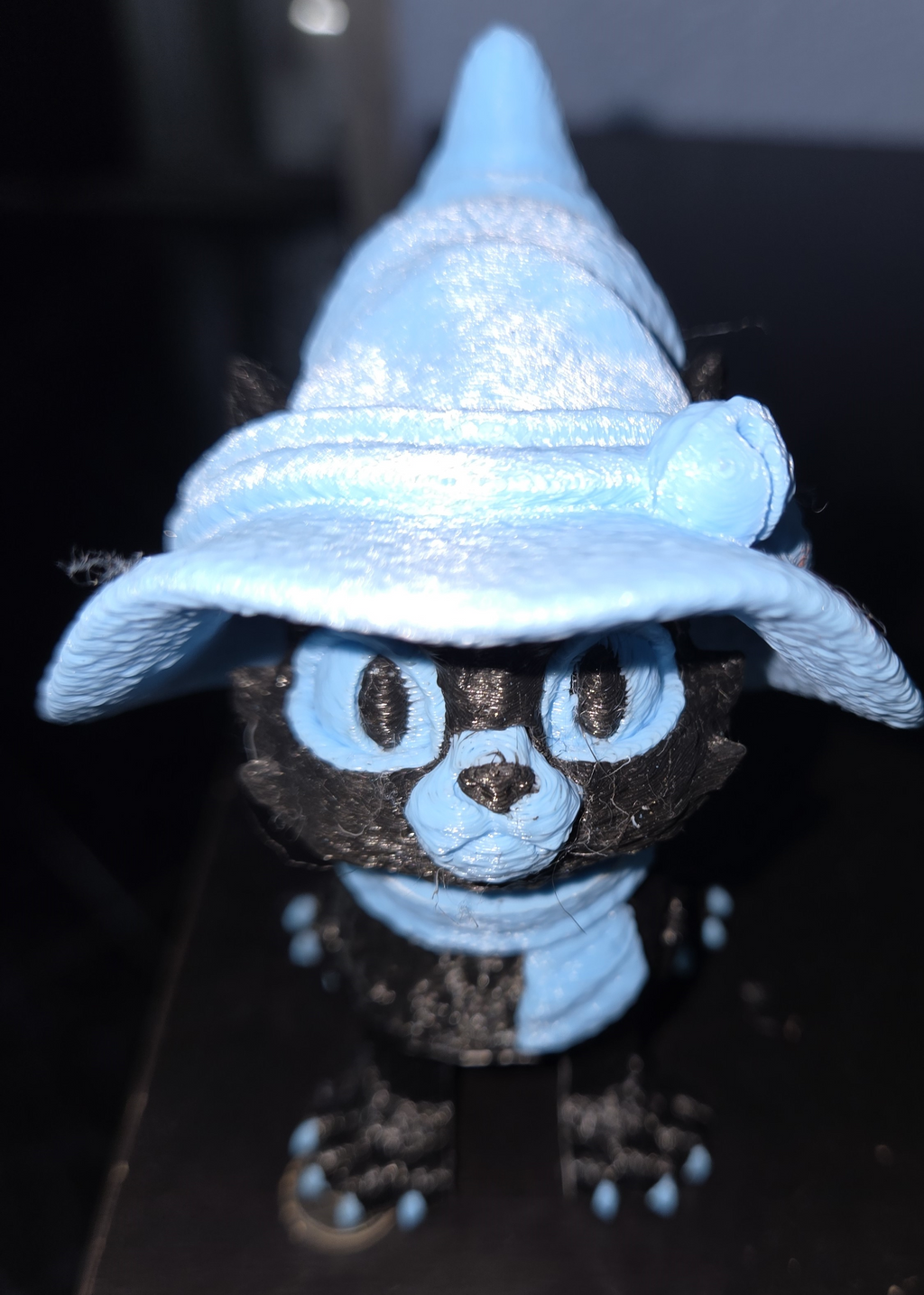 Articulated Black Cat Figurine | Witch Hat, Scarf, Halloween Decor, Fidget Toy