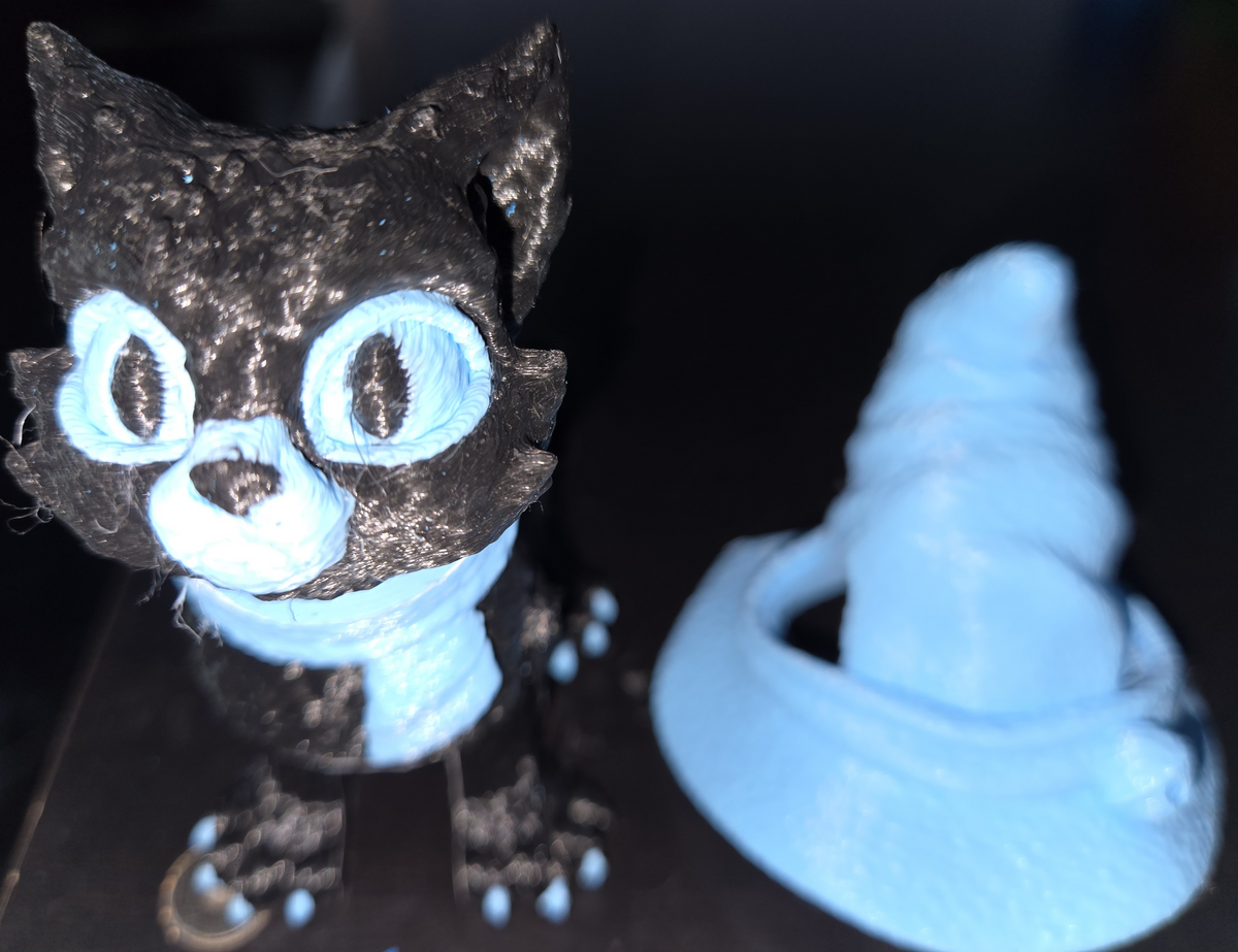 Articulated Black Cat Figurine | Witch Hat, Scarf, Halloween Decor, Fidget Toy