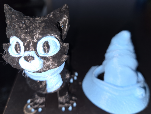 Articulated Black Cat Figurine | Witch Hat, Scarf, Halloween Decor, Fidget Toy