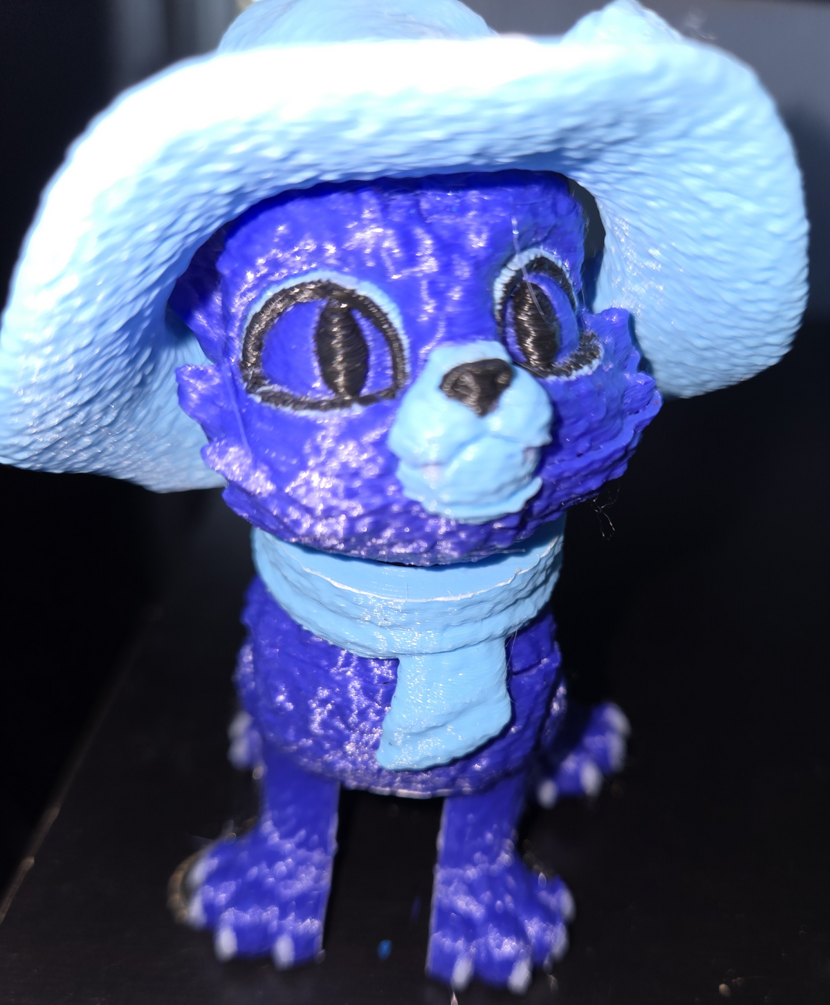 Articulated Blue Cat Figurine | Witch Hat, Scarf, Halloween Decor, Fidget Toy