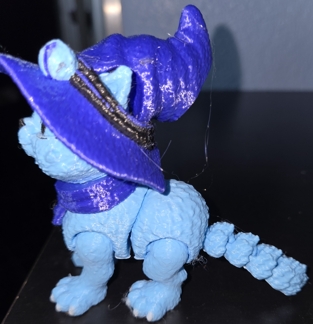 Articulated Cat Figurine | Witch Hat, Scarf, Halloween Decor, Fidget Toy